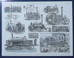 Гравюра "Локомотивы и локомобили" 1878 год. Из атласа "Bilder-Atlas".