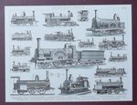 Гравюра "Локомотивы" 1878 год. Из атласа "Bilder-Atlas".