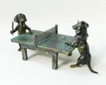 Статуэтка "Таксы играющие в настольный теннис" Венская бронза, конец XIX, начало ХХ в.