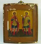 Икона "Св. великомученники Георгий и Димитрий" Россия. Середина ХIХ века.
