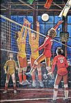 Картина "Волейбол" Художник Миронов Виталий Сергеевич. 1970-е годы.
