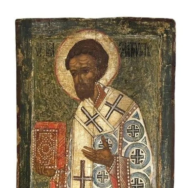 Икона «Св. Иоанн Златоуст», XVI век, вологодские земли. Фото: Петербургский аукционный дом (ООО «ПАД»)