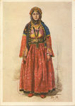 Художник М. Тильке. Народы Каказа в национальных костюмах. Тюрки-Тюрчанка из Нухи. - 2000 р.