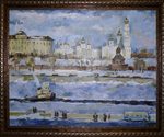 Картина "Храмы Московского Кремля" СССР, конец ХХ века.
