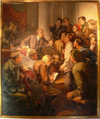 Картина "В.И.Ленин среди делегатов III съезда РКСМ"