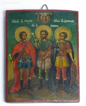 Икона "Св.Георгий, Св.Никита, Св.Димитрий"