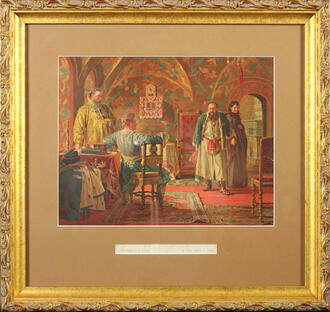 Литография "Самозванец  Дмитрий и Ксения"