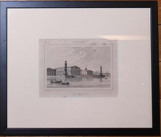 Гравюра "St. Petersbourg. La Bourse"
