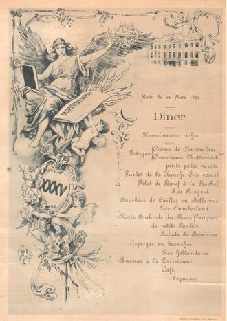 Меню обеда 21 марта 1899 года