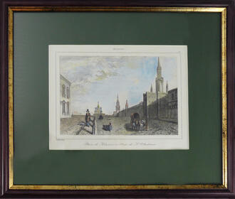 Гравюра "Moscou. Place de Krasnoï et Porte de St. Vladimir"