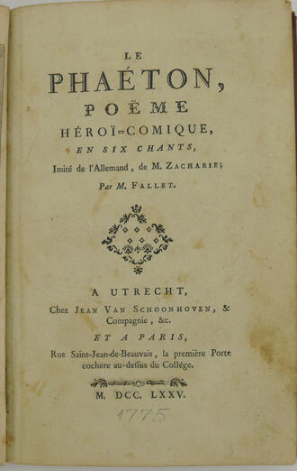 Книга «Le Phaeton», героикомическая поэма